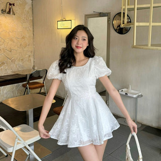 [RÁCH STORE] Đầm - 214 - Cổ Tròn - Cột Nơ Sau - Tay Phồng