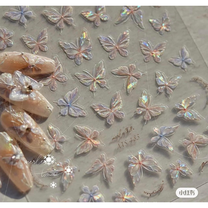 sticker bướm thuỷ tinh mix