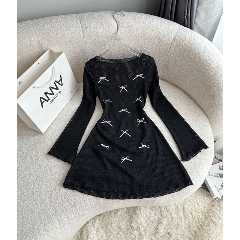 Đầm thun xốp đính nơ ANNA - Kisin | BigBuy360 - bigbuy360.vn