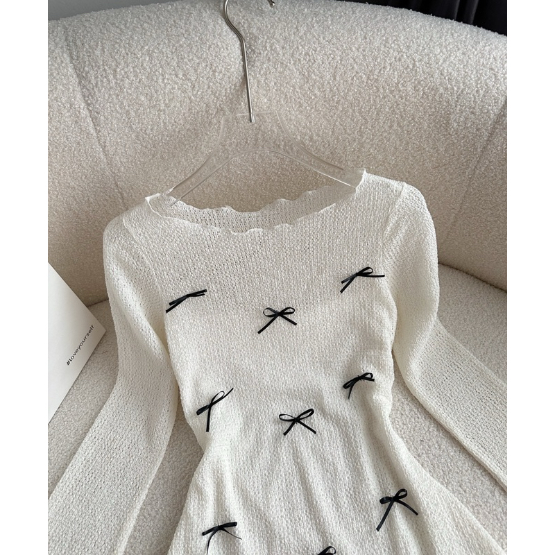 Đầm thun xốp đính nơ ANNA - Kisin | BigBuy360 - bigbuy360.vn