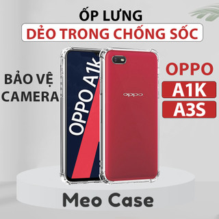 Ốp lưng Oppo A3S, Oppo A1K, TPU dẻo trong suốt chống sốc, ốp điện thoại bảo vệ viền camera | Meo Case