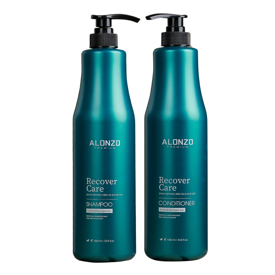 Dầu gội xả Alonzo Recover Care cho tóc khô và hư tổn 1000mlx2 ( New 2024 )