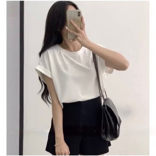 Áo thun nữ tay hến gập cổ tròn trơn basic hàng Quảng Châu S-sunrise mùa hè form vừa chất thun mát đẹp 6016 CG37