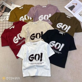 Áo thun nữ tay ngắn cổ tròn in chữ GO hàng Quảng Châu chất cotton, áo phông baby tee mùa hè hàn quốc 234859