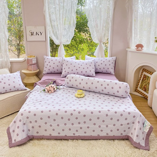 Bộ chăn ga gối Cotton Đũi Hàn chăn hè trần bông 5 món cao cấp
