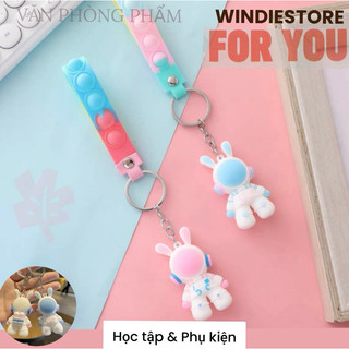 Móc khoá thỏ phi hành gia windie xanh hồng quà tặng