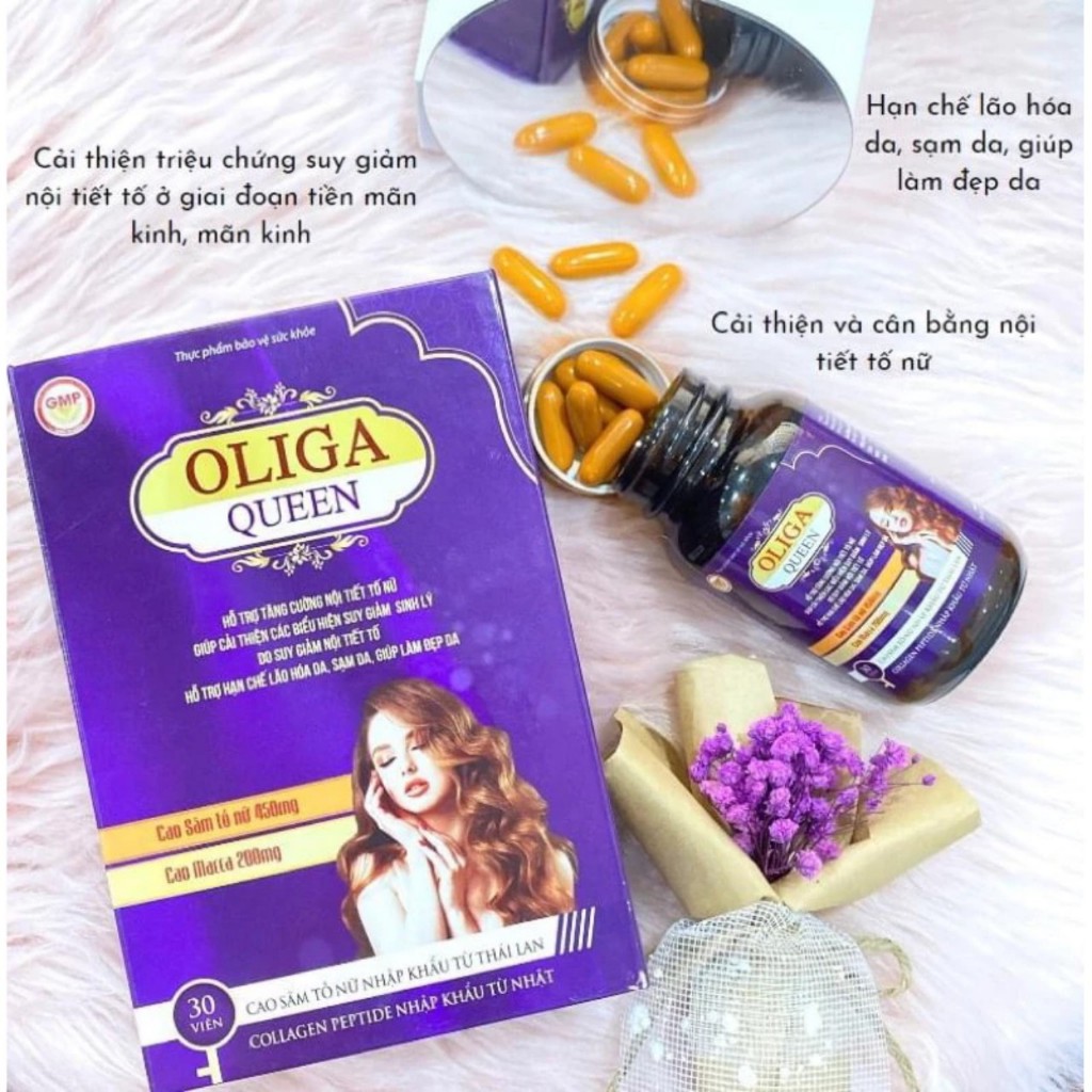 Viên Uống Đẹp Da OLIGA QUEEN - Hỗ Trợ Tăng Cường Nội Tiết Tố Nữ, Hạn Chế Lão Hóa, Sạm Da