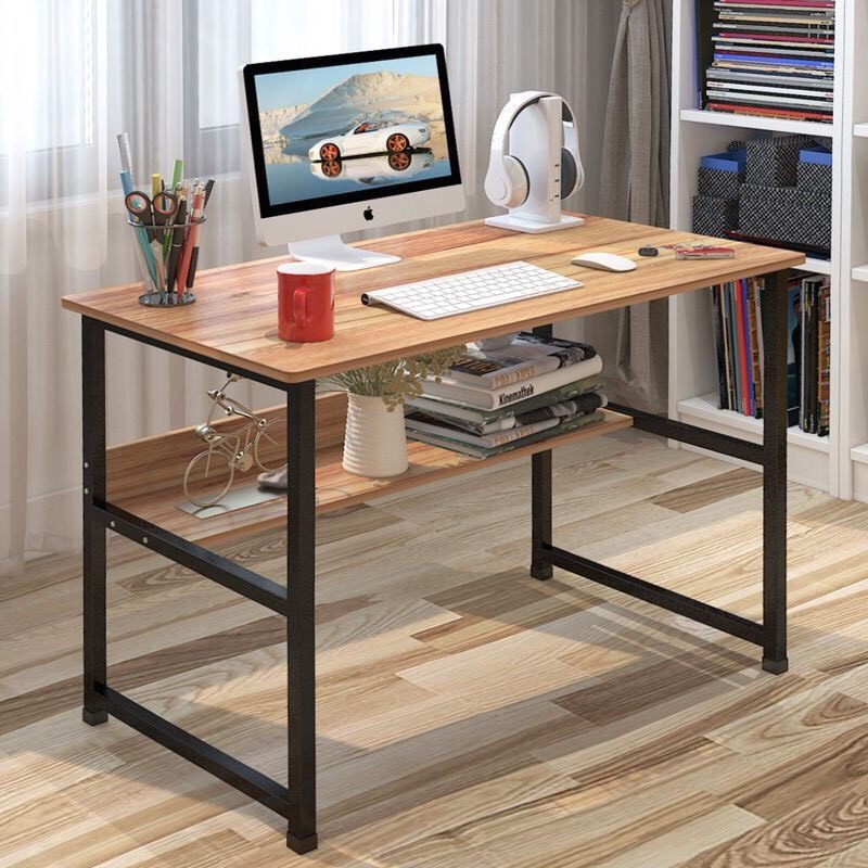 Bàn Làm Việc Kèm Kệ Sách Đa Năng Gỗ Công Nghiệp Phủ Melamine Chân Sắt