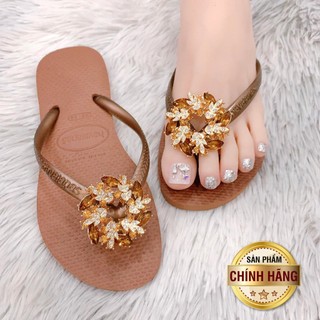 Dép Kẹp Nữ Havaianas - Slim Đính Nguyệt Quế Gold