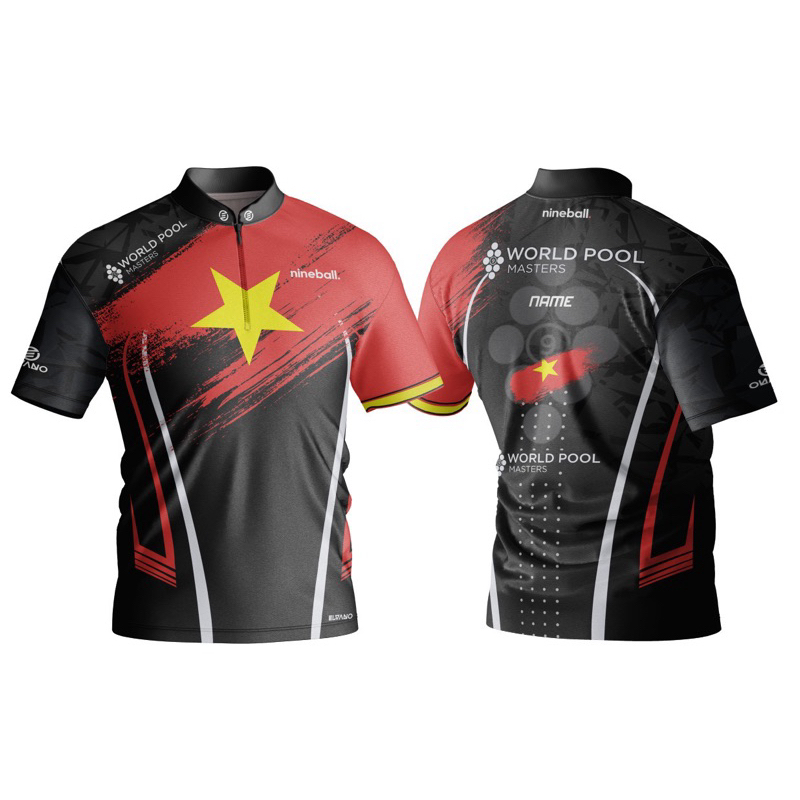 Áo Thi Đấu Tay Ngắn Đen Mẫu WORLD POOL MASTER VIET NAM 2023 mã TN-PRO03