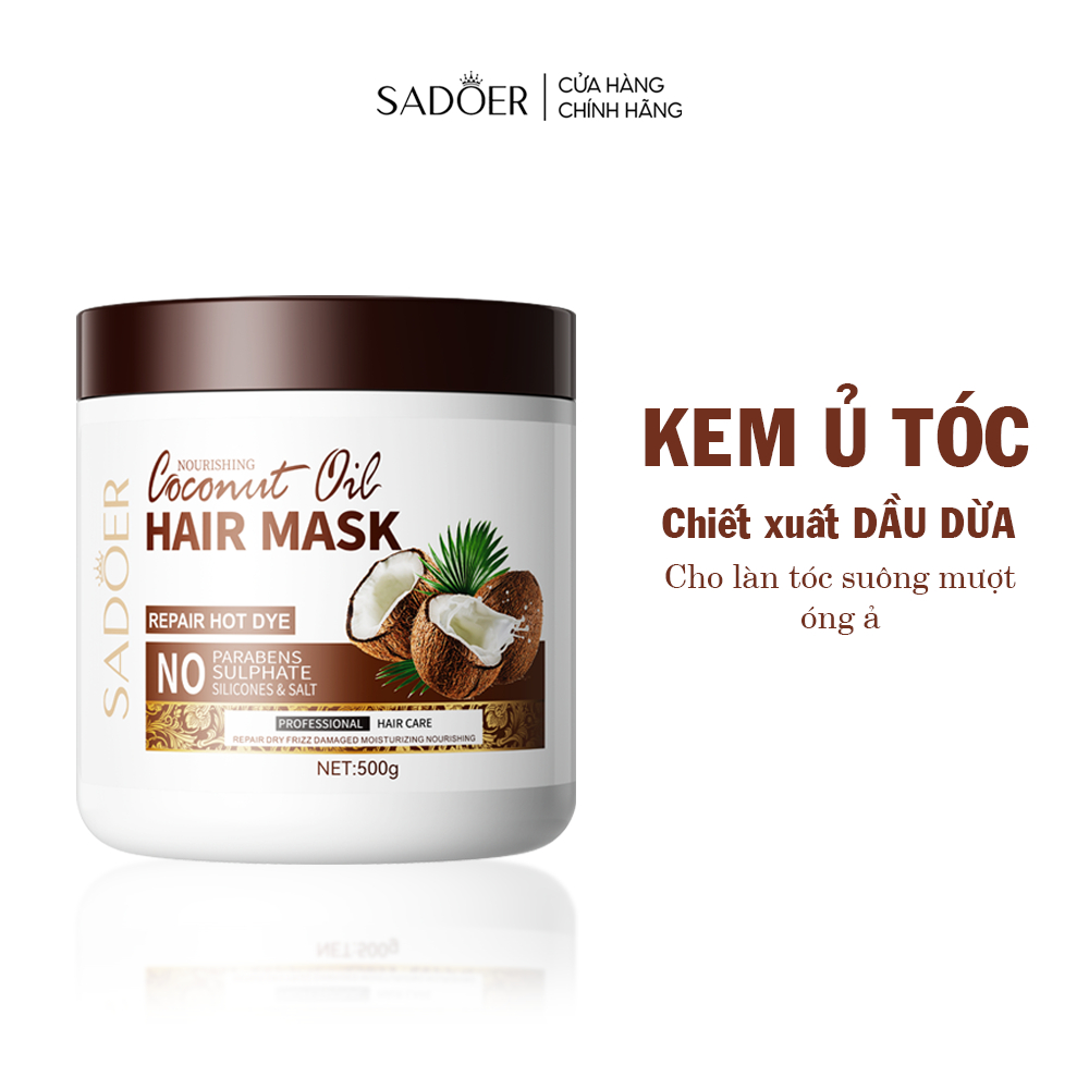 Mặt nạ ủ tóc SADOER chiết xuất dầu dừa nuôi dưỡng tóc mềm mượt, cải thiện tóc khô xơ, dưỡng ẩm và phục hồi tóc hư tổn