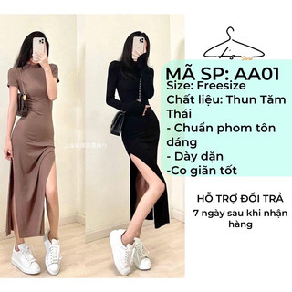 Đầm Body Thun Xẻ Tà 2 Bên Chất Liệu Thun Tăm Thái Phù Hợp Đi Chơi, Đi Làm. Mã SP: AA01