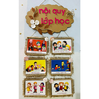 Đồ mầm non - Nội quy lớp học chất vải đay bộ đồ mầm non đẹp