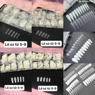 Móng úp hsm lẻ size, móng úp Hsm nhám sẵn lẻ size 5.6.7.8.9, móng úp hsm nhám sẵn màu trong/đục lẻ size