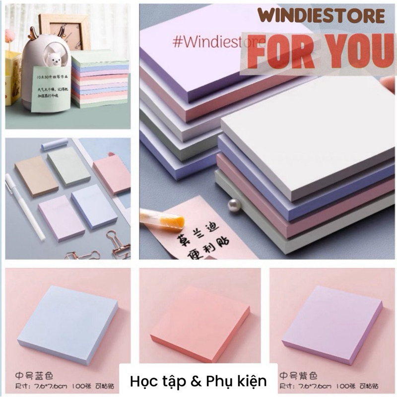Giấy Note Nhiều Màu 100 Tờ Ghi Chú, Giấy Ghi Nhớ, Đánh Dấu (Giấy có keo)