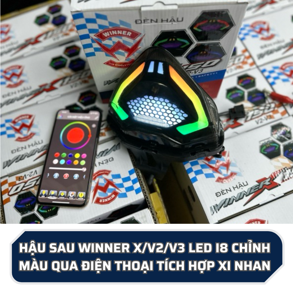 HẬU SAU WINNER X/V2/V3 LED I8 CHỈNH MÀU QUA ĐIỆN THOẠI TÍCH HỢP XI NHAN