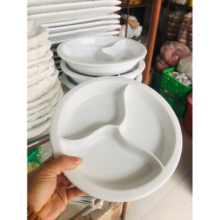 đĩa đựng thức ăn 3  ngăn (sứ cao cấp bát tràng )