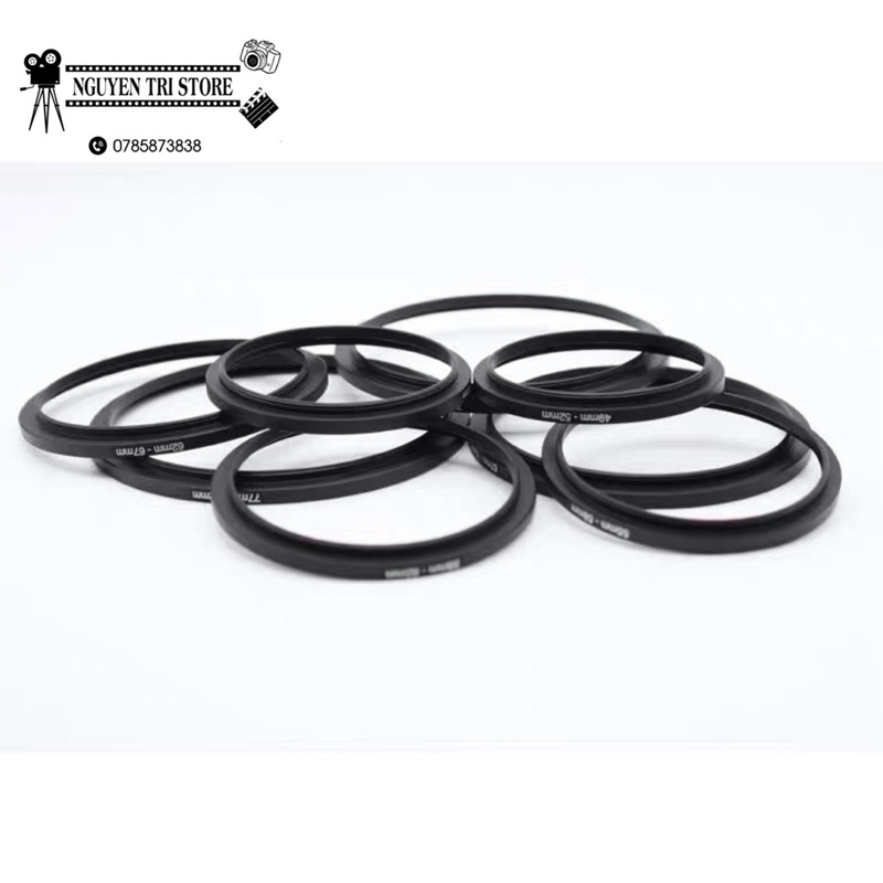Step ring vòng kim loại nối bộ lọc ống kính máy ảnh  37-49-52-55-62-67-72-77-82mm, từ nhỏ đến lớn