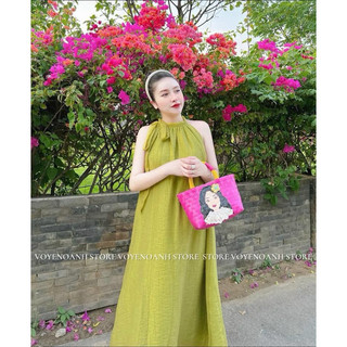 Váy Maxi Cổ Yếm Buộc Dây Mã QT3