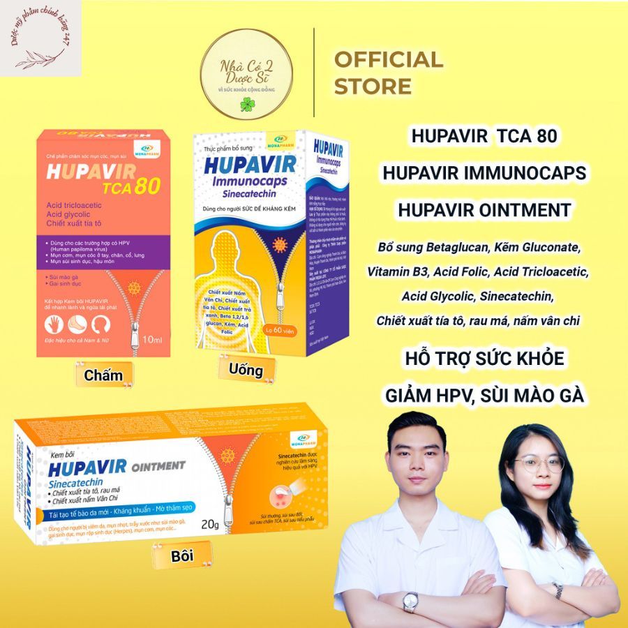 {GIẢM 50% ÁP MÃ VIDEO} Bộ Chấm Bôi Uống Hupavir TCA, Hupavir Ointment, Hupavir Immunocaps-Tăng đề kh