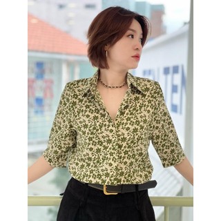 ÁO SƠ MI NỮ TAY LỠ C40 HỌA TIẾT-CỎ FASHION.