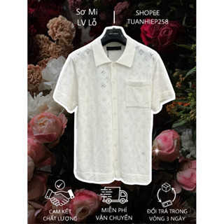 [Hight Quality] - Áo Sơ Mi  - Áo Sơ Mi Lv Chất Lưới Vân Hoa Mát Mẻ Cổ Bẻ Phù Hợp Nam Nữ  - Bản Cao Cấp Hàng Loại 1 qc