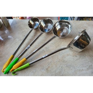 Gáo múc nước inox cán dài 48cm bọc nhựa 4 zise : 12cm,14cm,16cm,18cm