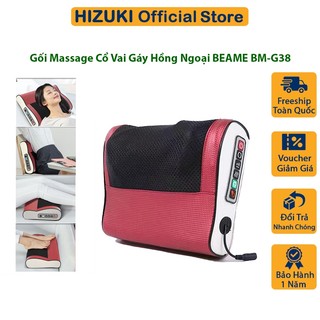 Gối Massage Hồng Ngoại 20 Bi Trị Liệu Nhật Bản Beame BM-G38, Mát Xa Cổ Lưng Vai Gáy Chính Hãng (Mẫu 2023 Có Pin)