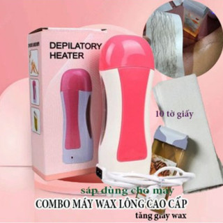 Bộ Máy wax lông nóng Depilatory loại 1 nóng nhanh 2 mặt + 1 thanh sáp + 10 tờ giấy wax không đau siêu sạch lông