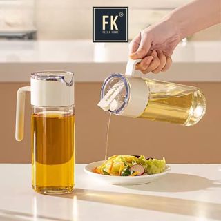 Chai đựng dầu ăn thủy tinh thông minh FEEKA cao cấp nắp tự đóng mở, bình đựng dầu ăn thủy tinh có đế silicon chống trượt