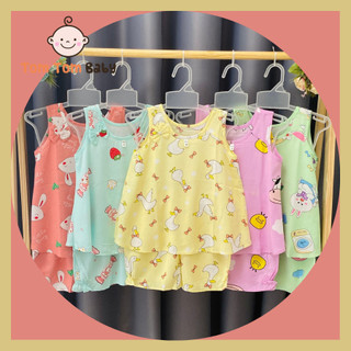 Túi 5 bộ tole bé gái- mẫu sát nách xòe - size 1-10 cho bé 5-30kg- chất vải tole lanh 2 da mùa hè mềm, mịn, mát