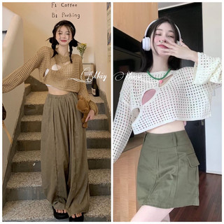 (Ảnh+video Thật) Áo crotop dệt kim tay dài chống nắng thời trang phong cách HÀN QUỐC HÀNG SẴN 🎀tặng Kẹp tóc xinh xắn🎀