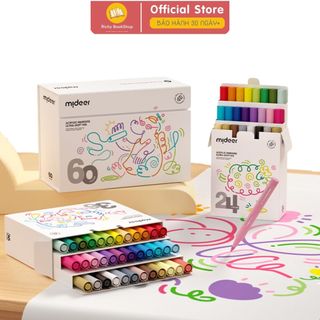 Bút dạ màu Acrylic Mideer Markers siêu mềm kèm bút dạ màu nhũ highlight cho bé - Richy bookshop