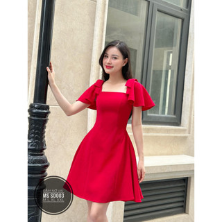 (Bigsize) Đầm dự tiệc cổ vuông tay cánh tiên (55-90kg)