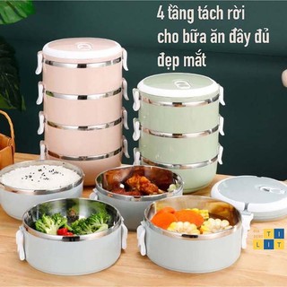 Cặp lồng giữ nhiệt cơm nhiều ngăn ruột inox