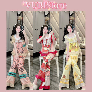 Set bộ tiểu thư tay ngắn quần dài lụa xước