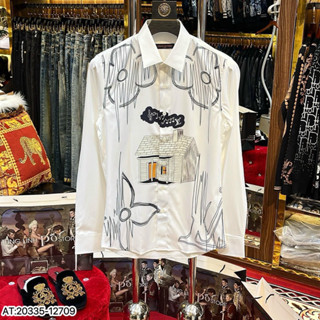  Áo Sơ mi nam hiệu LV họa tiết thêu cực nét tay dài phong cách trẻ trung chuẩn form 