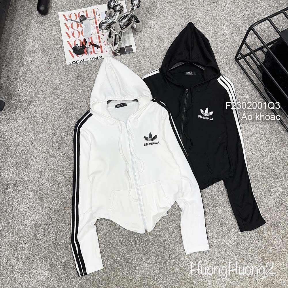 Áo khoác thun zip mẫu mới dây kéo có nón tay dài phối logo ngực!