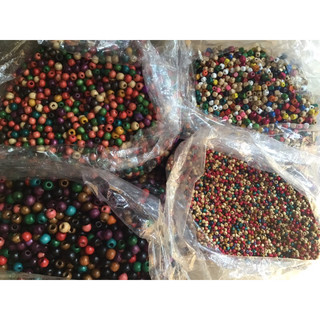 Gói 20gr hạt gỗ nhiều mẫu loại mix màu (nhiều kích thước từ 4 mm-12 mm) [nguyên liệu thủ công, phụ liệu handmade]