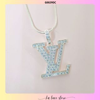 Dây chuyền bạc La Luce - Dây 45 cm mặt hình chữ LV cao 2,5 cm dành cho nam/nữ G0029DC
