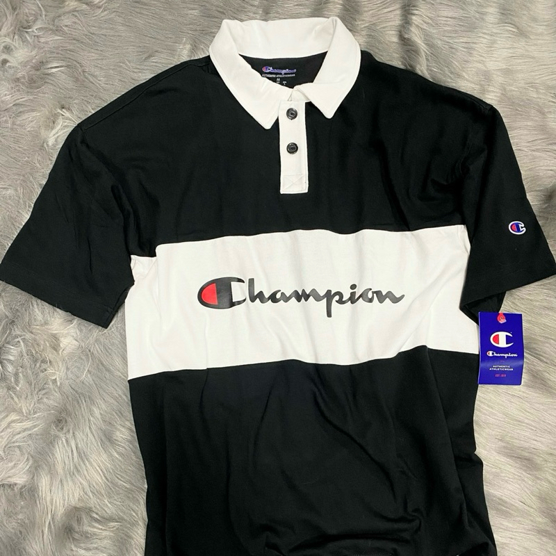 Chính Hãng Áo Polo Champion Đen Trắng