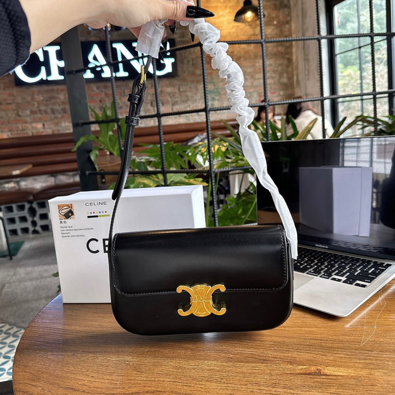 Túi đeo kẹp nách nữ hãng Ce.li.ne cao cấp ví dáng dài size 22cm khóa bấm chữ X thời trang LISA BlackPink