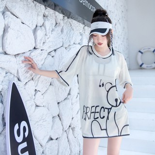 Bikini nữ đi biển du lịch kèm áo choàng họa tiết gấu phòng cách trẻ trung năng động kín đáo cực chất GAU