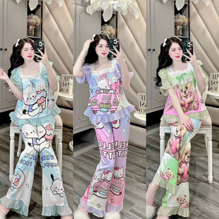 SET BỘ TIỂU THƯ TAY NGẮN QUẦN DÀI LỤA XƯỚC