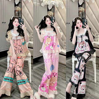 SET BỘ TIỂU THƯ TAY NGẮN QUẦN DÀI LỤA XƯỚC