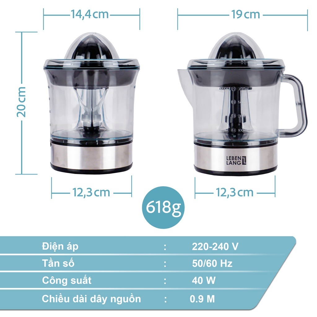 Máy vắt cam Lelenlang LB389 công suất 40W, bảo hành 2 năm