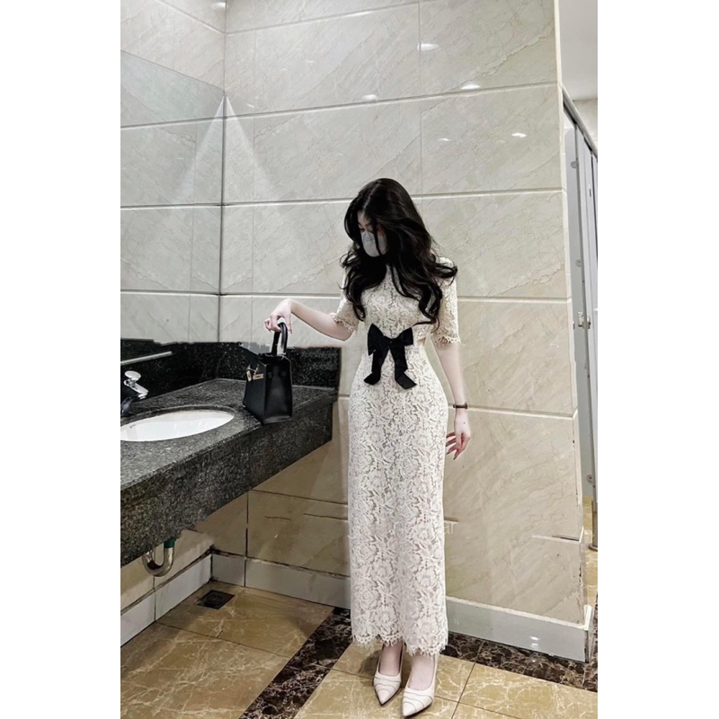 Váy Body Ren Nơ Hở Eo Dự Tiệc Sang Trọng Size S M V529 AĐ BOUTIQUE