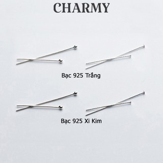 Đinh trơn GBA111, Bạc 925 - (Đinh đầu dẹp - đầu tròn - đầu móc) làm vòng tay, vòng cổ DIY - Charmy
