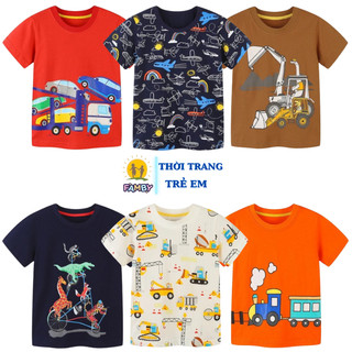 Áo cộc tay bé trai mùa hè FAMBY áo thun tay ngắn cotton họa tiết cho bé 10-27kg ATCTBT