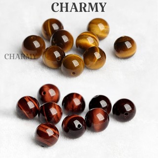 Hạt đá phong thủy mắt hổ thiên nhiên thật 100% nâu vàng, nâu đỏ, chuỗi hạt xâu vòng đá phong thủy